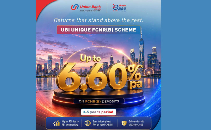 യൂണിയൻ ബാങ്ക് FCNR(B) നിക്ഷേപ പലിശ 6.60% ആയി വർധിപ്പിച്ചു